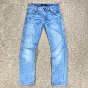 Hudson Blake Slim Straight Leg Jeans Men Sz 31 Blue Zip Fly Modern Strech Denim